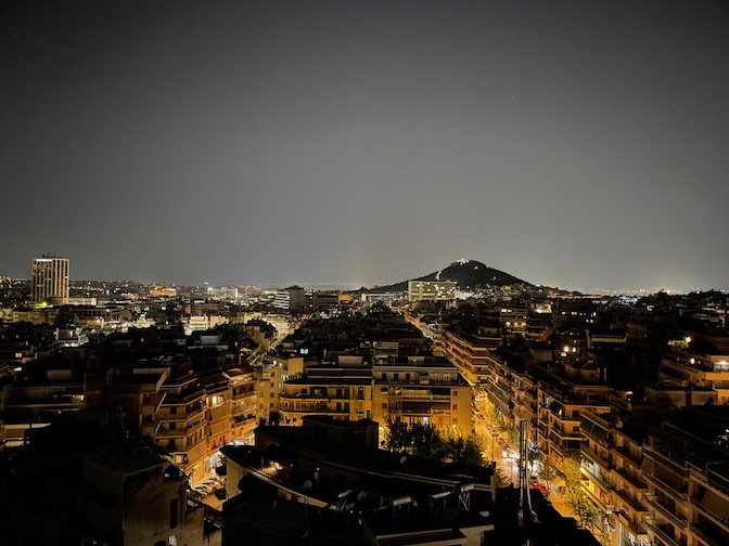 Apollon Tower view at night