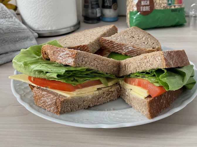 Vegan cheese and salad sandwich