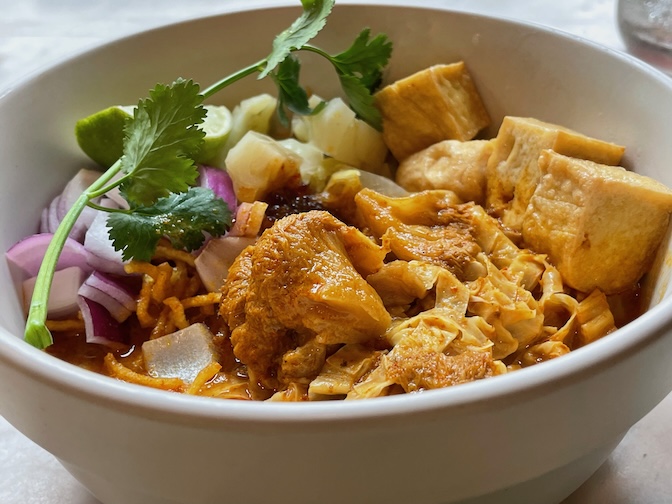 Veganerie khao soi with tofu noodles