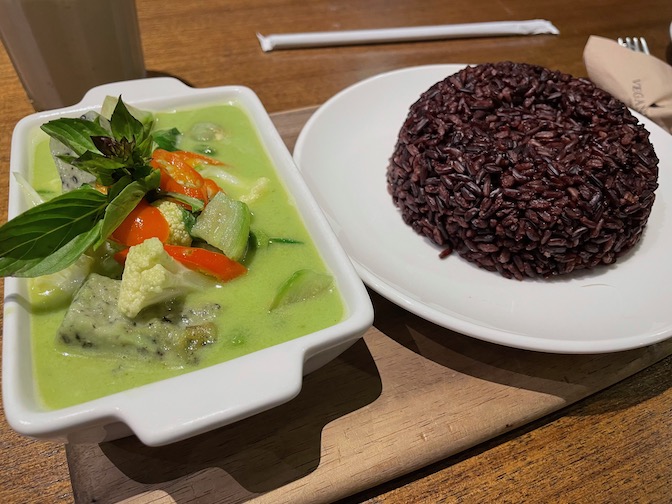 Veganerie green curry and riceberry