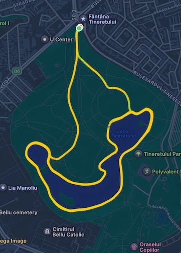 Tineretului Park running route map