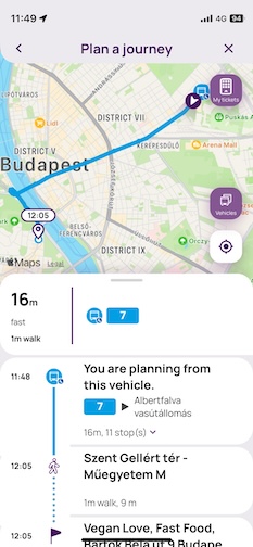 BudapestGO on board journey planner