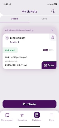 BudapestGO validated ticket