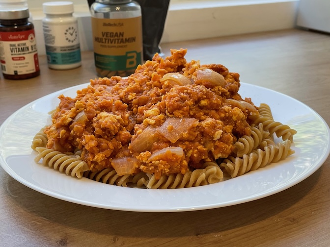 Lentil, tofu bolognese