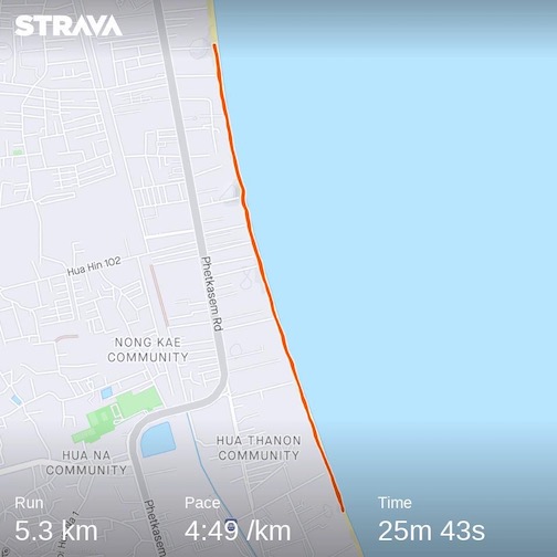 Huahin beach Strava map