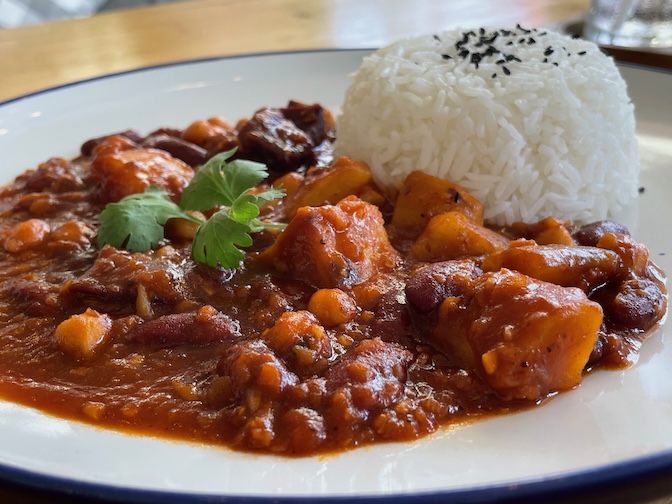 Huahin Vegan Mixed Red Curry with Chickpea, Red Bean, & Sweet Potato over Rice