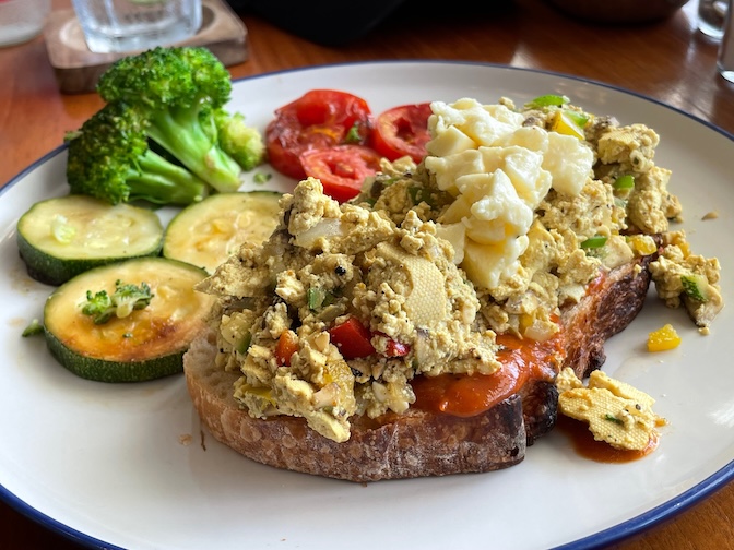 Huahin Vegan tofu scramble on homemade sourdough