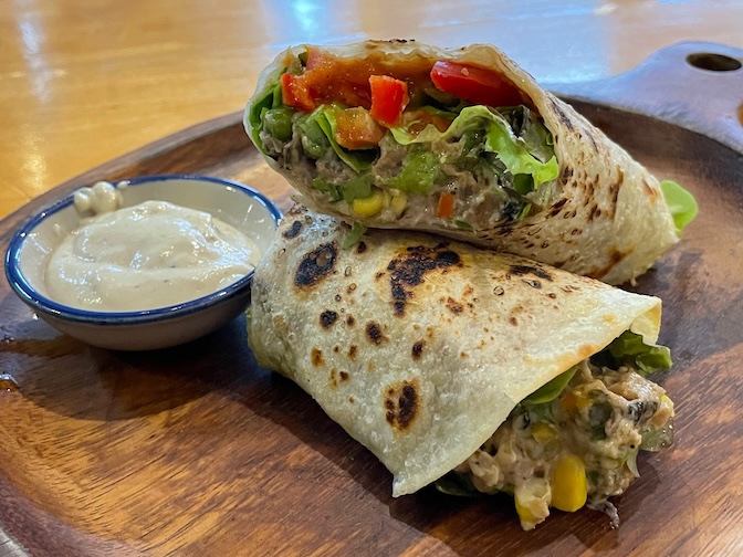 Huahin Vegan tortilla tuna roll salad