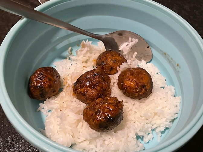 Terminal 21 vegan meatballs with rice