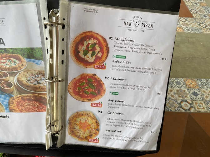 Nan Artisan Pizza menu