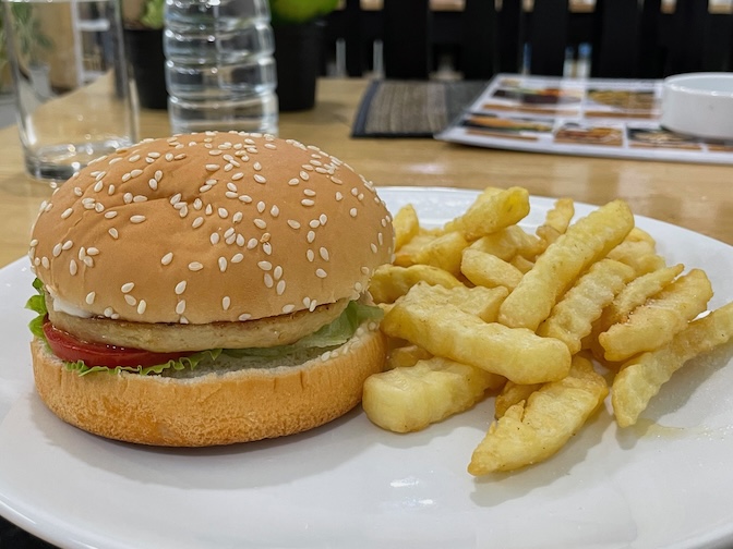 Apple Vegan Cafe vegan chicken burger