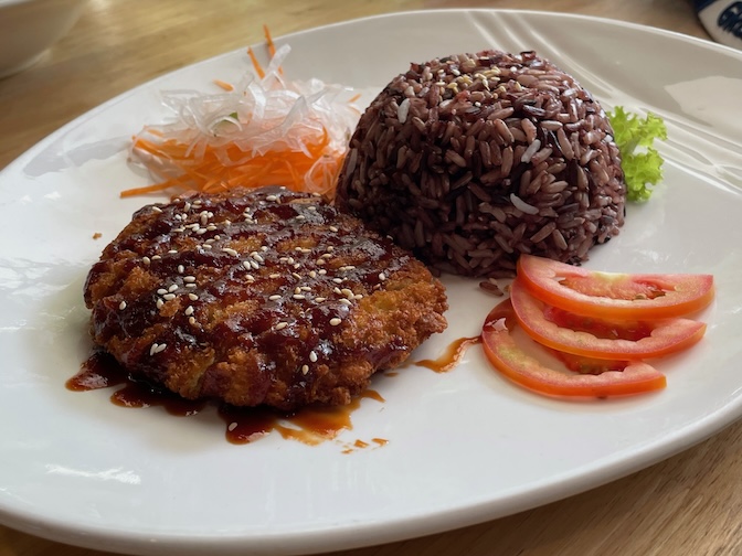 Yes Vegan deep fried vegan pork with Japanese sauce