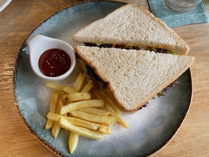 Yes Vegan fried mushroom with vegan cheese sandwich