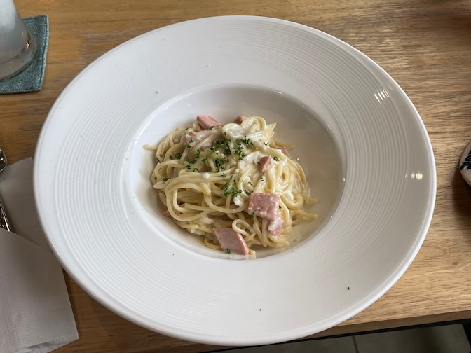 Yes Vegan sautéed spaghetti carbonara