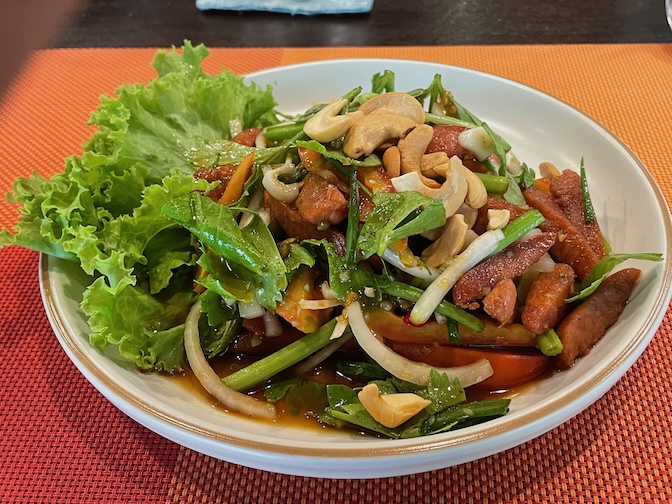 Yes Vegan spicy vegan sausage salad with wasabi