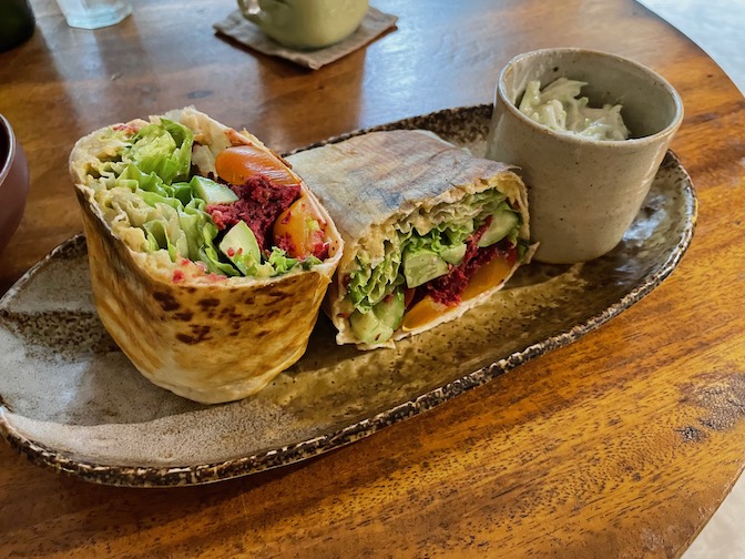 Bong Bonlai beetroot falafel wrap