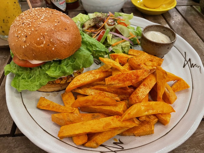 Sacred Lotus Cafe Moroccan chickpea burger