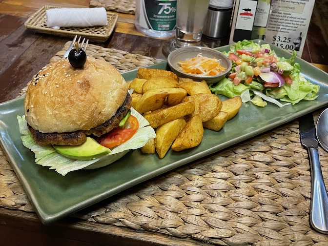 Spiced bean burger at New Leaf Eatery