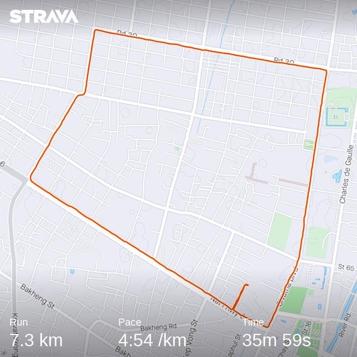 North Siem Reap running loop Strava map