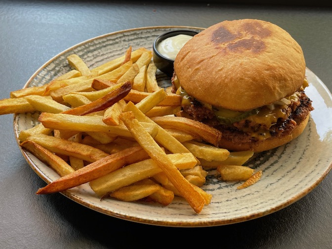 Neéko Vegan Junk Food double cheeseburger with fries