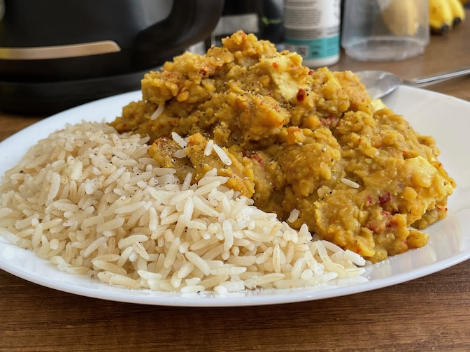 Red lentil and tofu dal