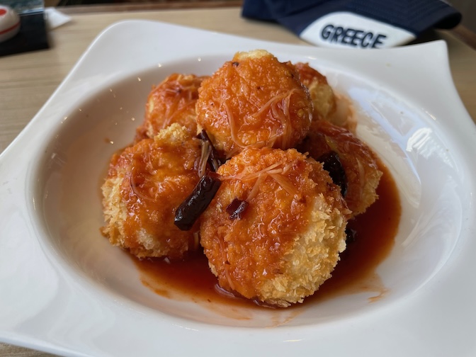 Maeya vegan fried tofu with sweet and spicy sauce