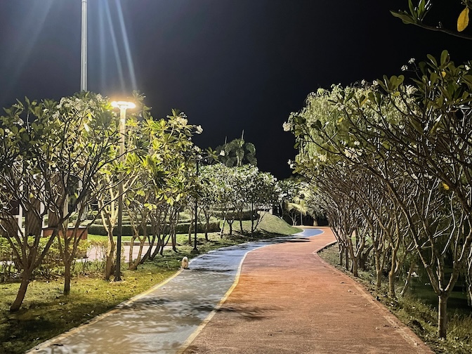 Nong Bua Park running track after dark