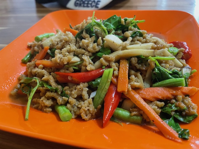 Reunion Cafe minced pork with basil